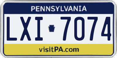 PA license plate LXI7074