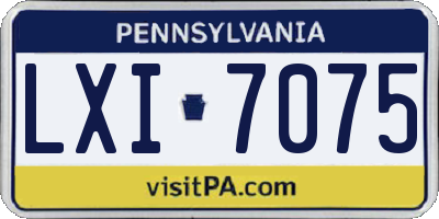 PA license plate LXI7075