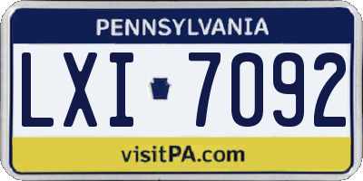 PA license plate LXI7092