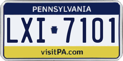 PA license plate LXI7101