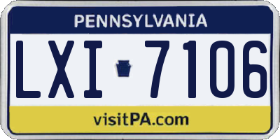 PA license plate LXI7106