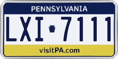 PA license plate LXI7111