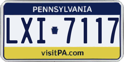 PA license plate LXI7117