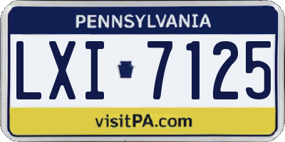 PA license plate LXI7125