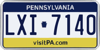 PA license plate LXI7140