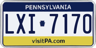 PA license plate LXI7170