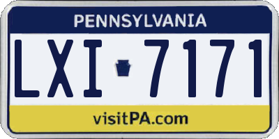 PA license plate LXI7171