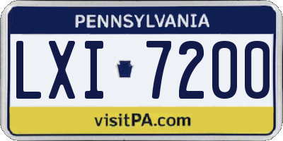 PA license plate LXI7200