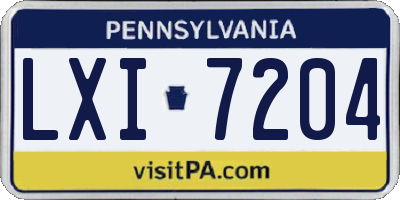 PA license plate LXI7204