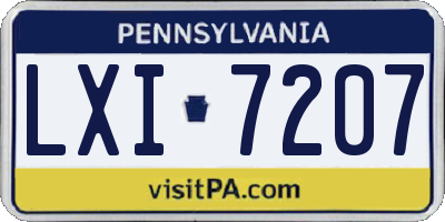 PA license plate LXI7207