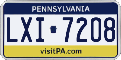 PA license plate LXI7208