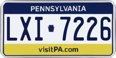 PA license plate LXI7226