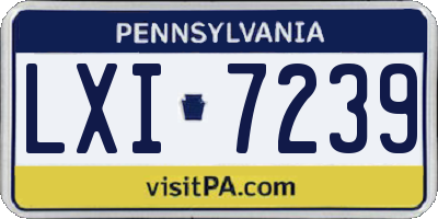 PA license plate LXI7239