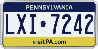 PA license plate LXI7242