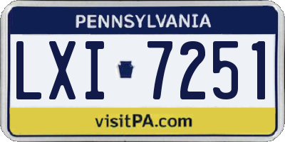 PA license plate LXI7251