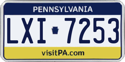 PA license plate LXI7253