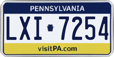 PA license plate LXI7254