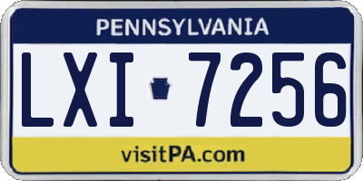PA license plate LXI7256