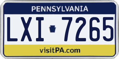PA license plate LXI7265