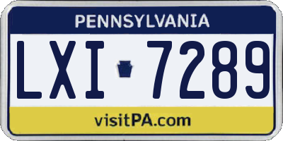 PA license plate LXI7289