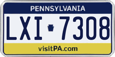 PA license plate LXI7308