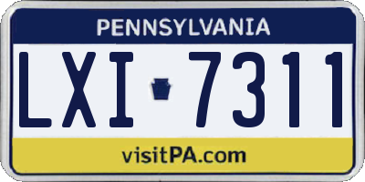 PA license plate LXI7311