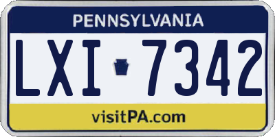 PA license plate LXI7342