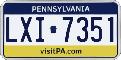 PA license plate LXI7351