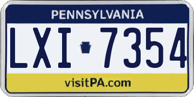 PA license plate LXI7354