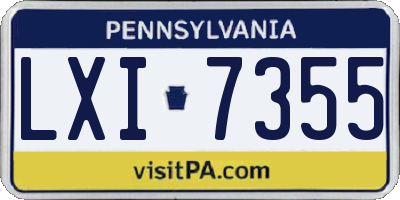 PA license plate LXI7355