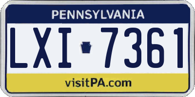 PA license plate LXI7361