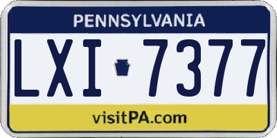 PA license plate LXI7377