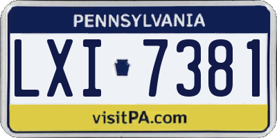 PA license plate LXI7381