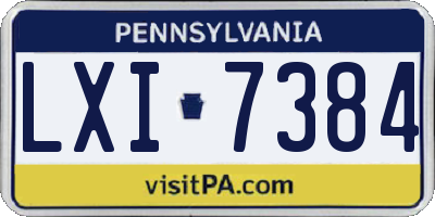 PA license plate LXI7384