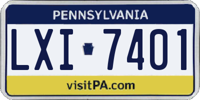PA license plate LXI7401