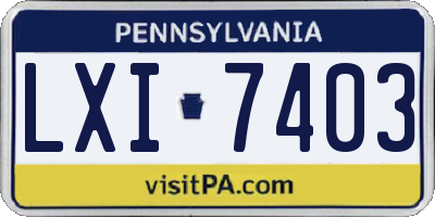 PA license plate LXI7403