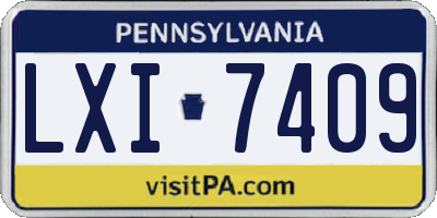PA license plate LXI7409