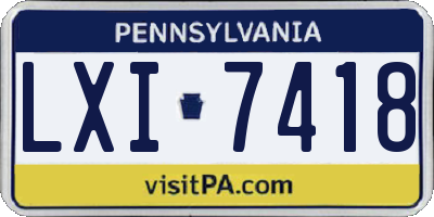 PA license plate LXI7418
