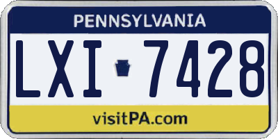 PA license plate LXI7428