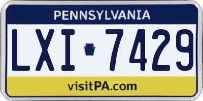 PA license plate LXI7429