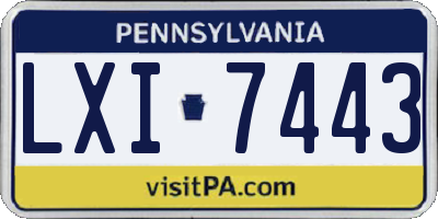 PA license plate LXI7443