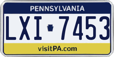 PA license plate LXI7453