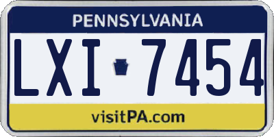 PA license plate LXI7454
