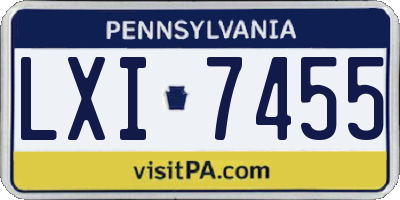 PA license plate LXI7455