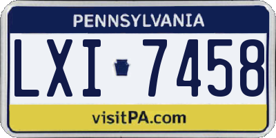 PA license plate LXI7458
