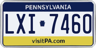 PA license plate LXI7460