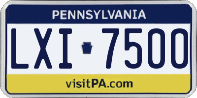 PA license plate LXI7500