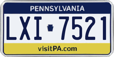 PA license plate LXI7521