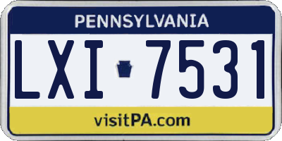 PA license plate LXI7531