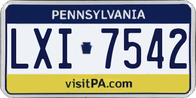 PA license plate LXI7542